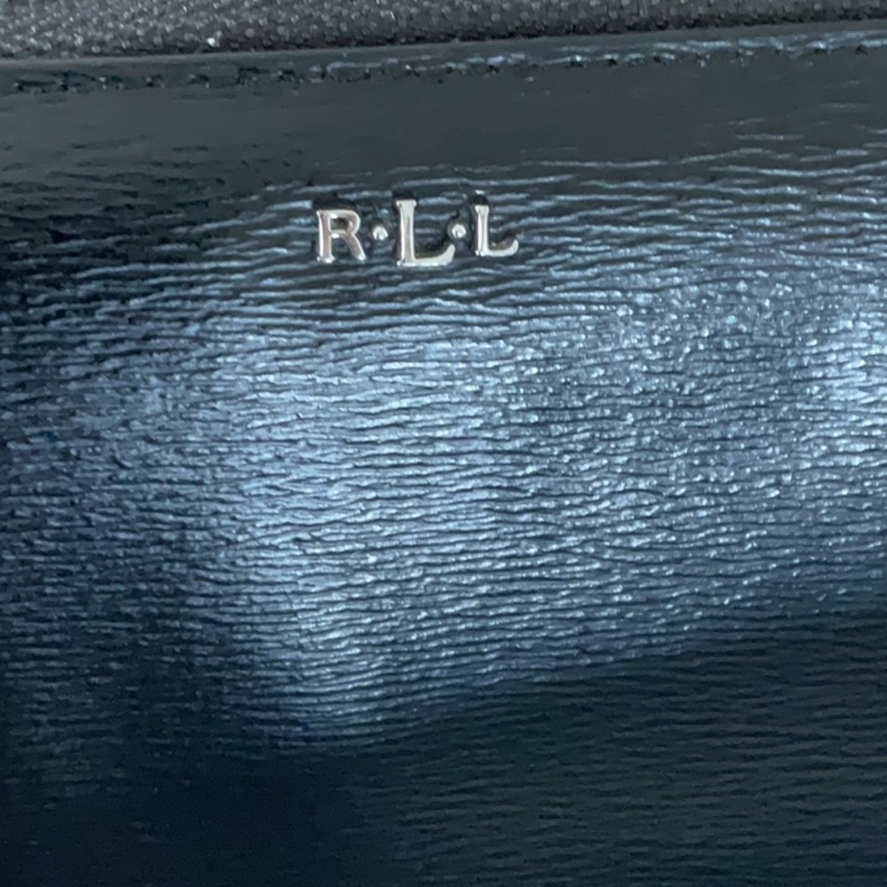 Ralph LAUREN RLL Black Leather Wallet - Sleek Zip Clutch - Picture 3 of 6